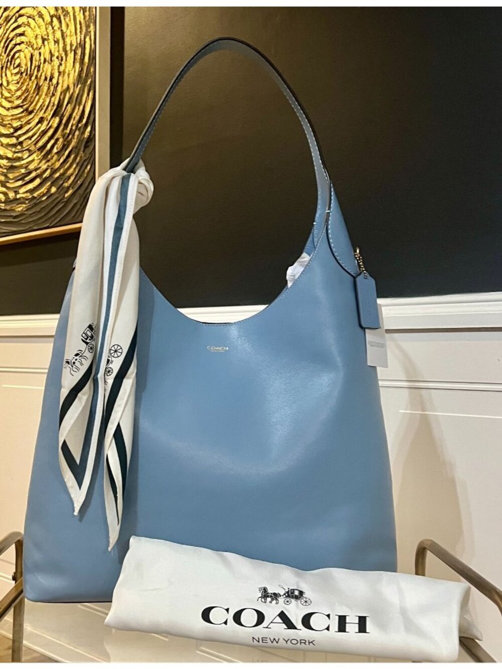 AUTHENTIC COACH LARGE BROOKLYN 39 IN BLUEBELL HOBO HANDBAG 710D175P